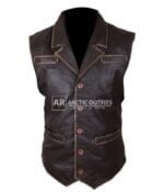 Motivation Distressed Brown Leather Vest Motivation Distressed Brown Leather Vest