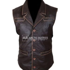 Motivation Distressed Brown Leather Vest