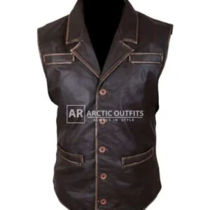 Motivation Distressed Brown Leather Vest