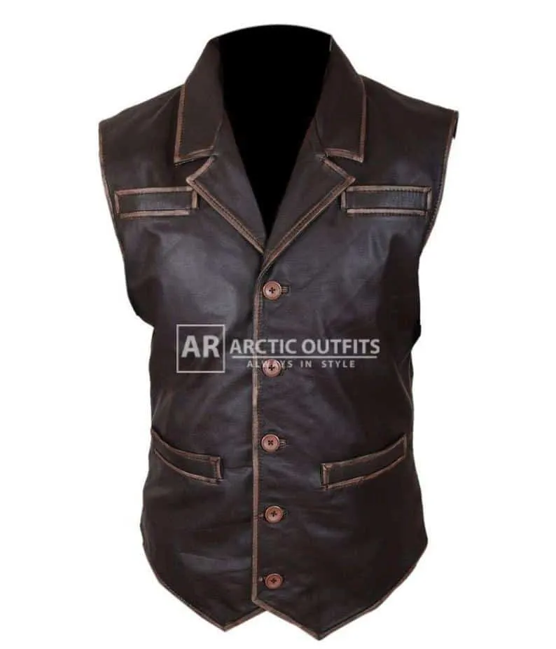 Motivation Distressed Brown Leather Vest