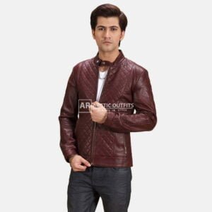 Nova Maroon Leather Biker Jacket