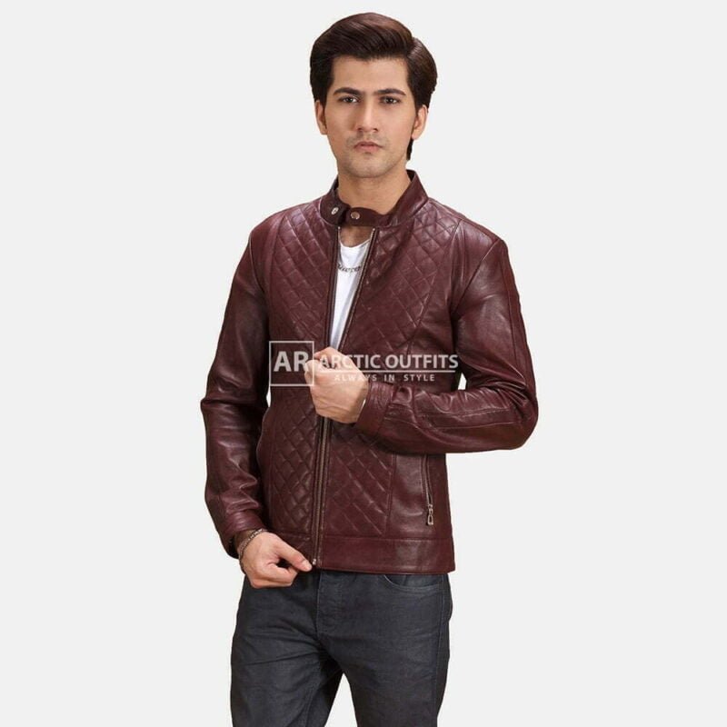 Nova Maroon Leather Biker Jacket Nova Maroon Leather Biker Jacket