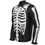 Mens-Halloween-Fashion-Black-Biker-Skeleton-Bones-Leather-Jacket-chaqueta-de-moto-sale