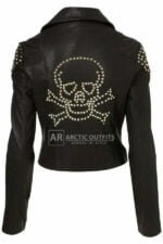 Western Skull Studded Leather Biker Jacket