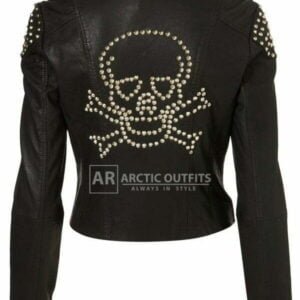 Western Skull Studded Leather Biker Jacket