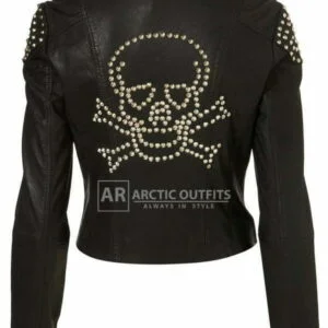 Western Skull Studded Leather Biker Jacket