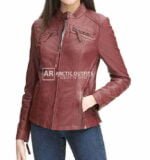 Angelina Red Leather Bomber Jacket Angelina Red Leather Bomber Jacket
