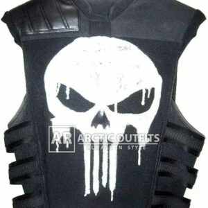 Hill Skull Thomas Jane Punisher Season 2 Tactical Black Leather Vest