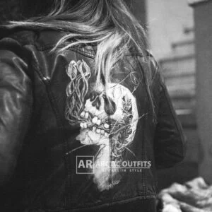 Damn Skull Painted Leather Biker Jacket