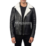 Alberta Shearling Black Leather Biker Jacket