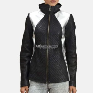 Metallic Black Leather Biker Jacket