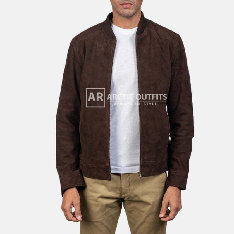 Blain Suede Brown Leather Bomber Jacket