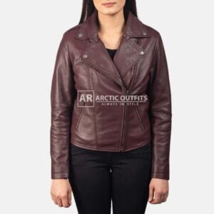 Frisky Maroon Leather Biker Jacket