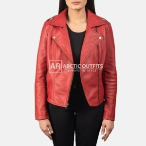 Flashback Red Leather Biker Jacket