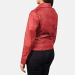 Flashback Red Leather Biker Jacket For Women 5-1551973625960