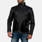 Mens Equilibrium Black Leather Jacket-1491385647926