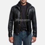 Jason Hood Black Leather Biker Jacket