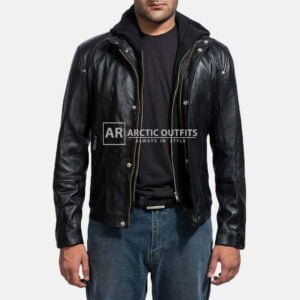 Jason Hood Black Leather Biker Jacket
