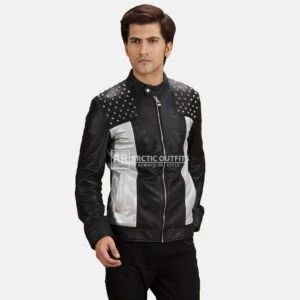 Men's Studded Leather Biker Jacket