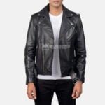 Arnold Schwarzenegger Black Leather Biker Jacket