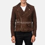 Jim Carrey Suede Brown Leather Biker Jacket Jim Carrey Suede Brown Leather Biker Jacket