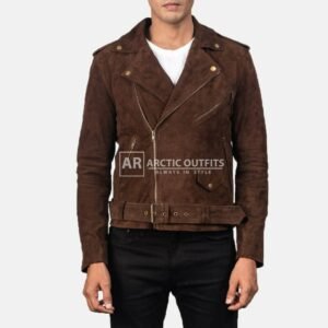 Jim Carrey Suede Brown Leather Biker Jacket