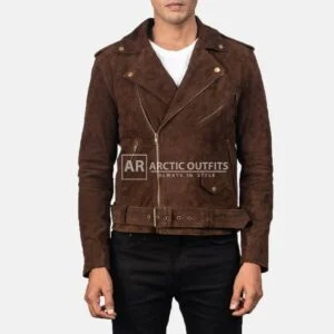 Jim Carrey Suede Brown Leather Biker Jacket