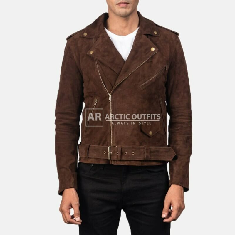 Jim Carrey Suede Brown Leather Biker Jacket Jim Carrey Suede Brown Leather Biker Jacket