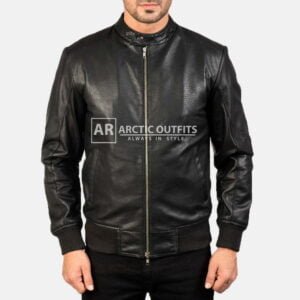 Williams Black Leather Bomber Jacket