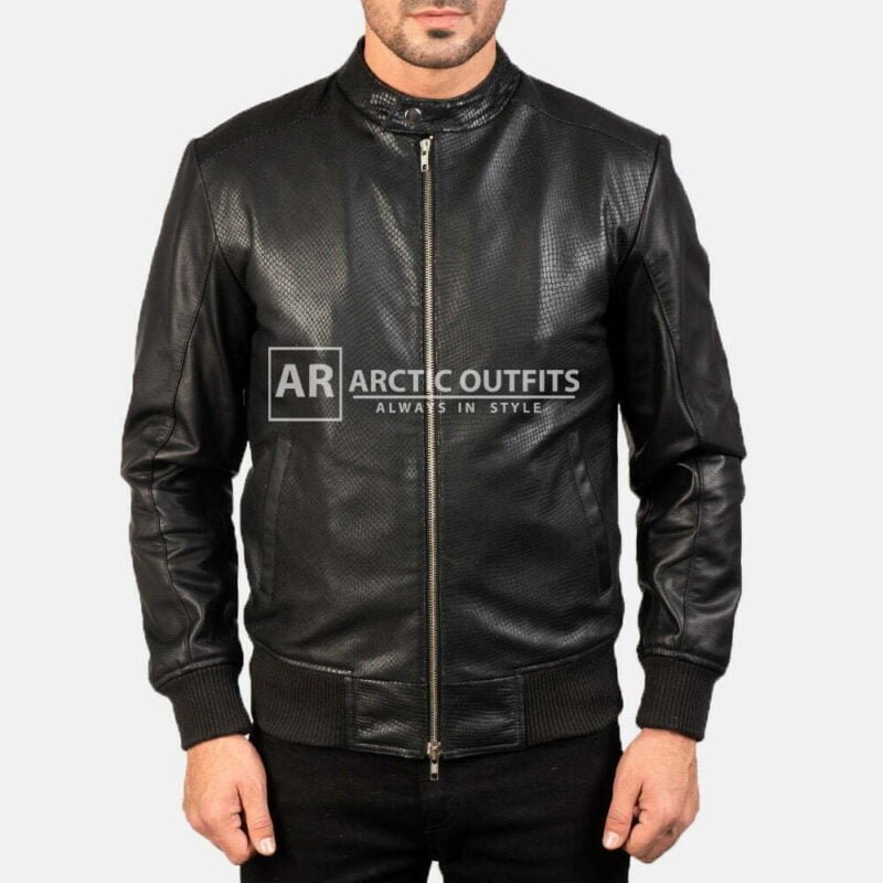 Williams Black Leather Bomber Jacket