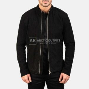 Edmonton Suede Black Leather Biker Jacket