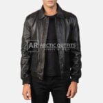 Elvis Black Leather Bomber Jacket Elvis Black Leather Bomber Jacket