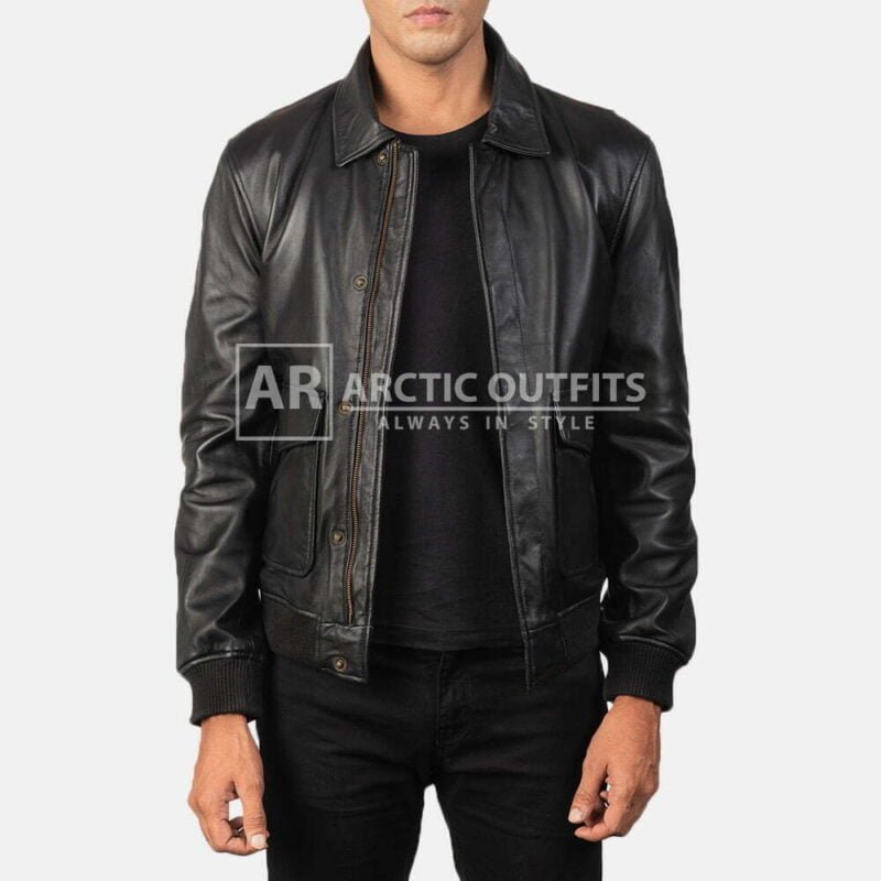 Elvis Black Leather Bomber Jacket Elvis Black Leather Bomber Jacket