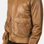 Men's+Coffmen+Olive+Brown+Leather+Bomber+Jacket6383-9-1568716869323