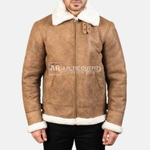 Aston Fur Brown Leather Bomber Jacket