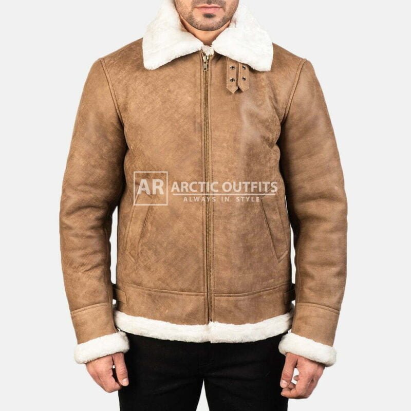 Aston Fur Brown Leather Bomber Jacket