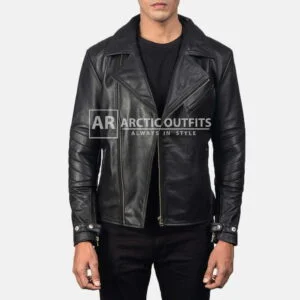 Raiden Black Leather Biker Jacket