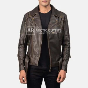 Vincent Brown Leather Biker Jacket