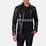 Charles Black Leather Biker Jacket