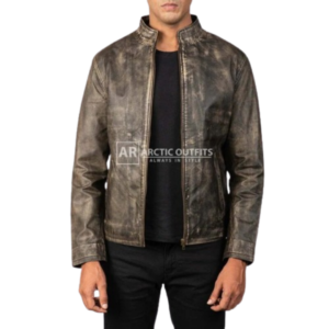 Stevie Distressed Brown Leather Biker Jacket