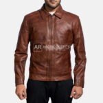 Cathedral Brown Leather Bomber Jacket