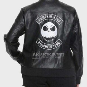 Emma Nightmare Skellington Black Leather Jacket