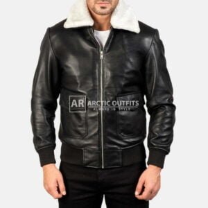 Arctic G-1 Black & White Leather Bomber Jacket