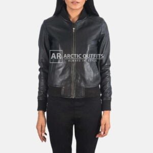 Pure Bliss Black Leather Bomber Jacket