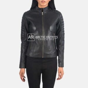 Adalyn Quilted Black Leather Biker Jacket