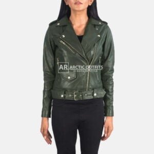 Alison Green Leather Biker Jacket