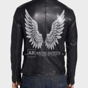 Scotia Wings Black Leather Biker Jacket