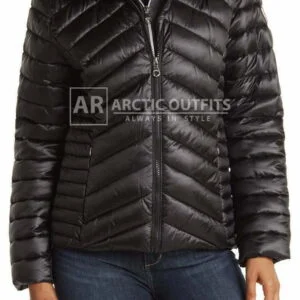 Black Hooded Puffer Jacket