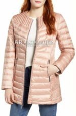 Collarless Blush Packable Down