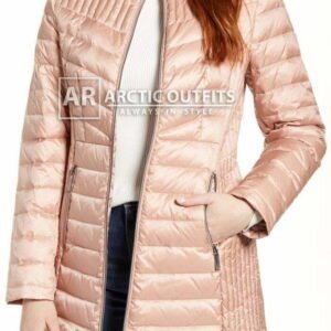 Collarless Blush Packable Down